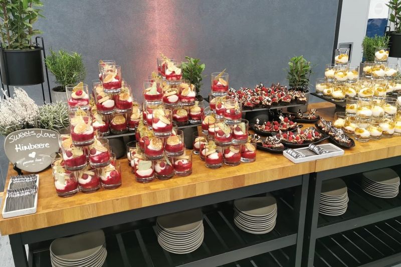 Dessert Buffet Sweets Gläserfood Himbeer Brownie Vegan