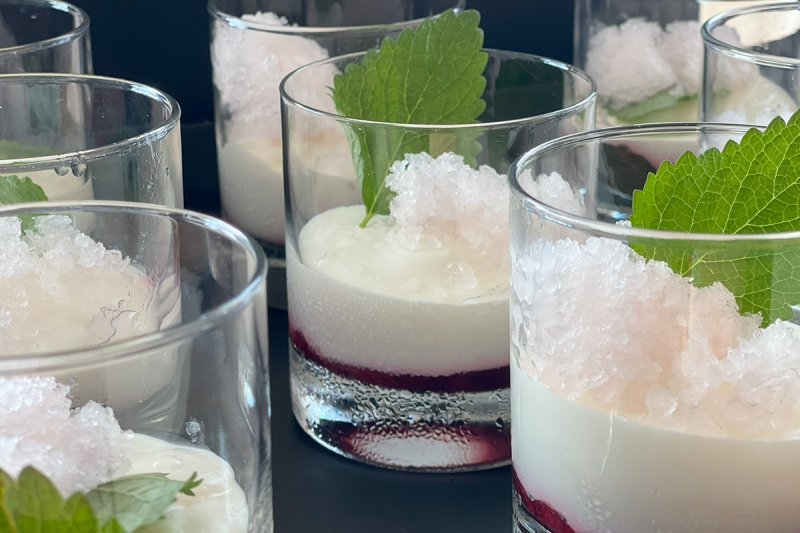 Dessert im Glas Granité Zitronenmelisse