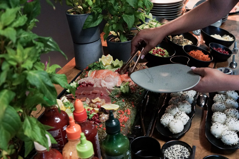 Elements catering sashimi live station probeessen frankfurt