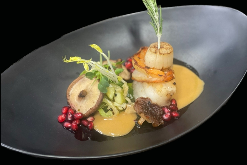 Menü Vorspeise Türmen Fisch Fine dining Catering